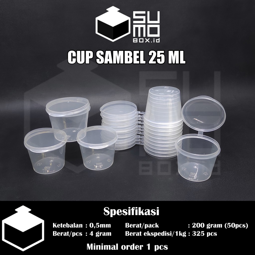 Foto Cup Saus Klip 25ml / Wadah Plastik Saos Sambal Mayonaise / Thinwall Kontainer 25 ml Mini Anti Bocor