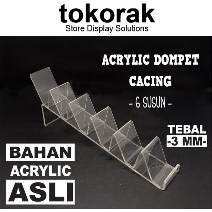 ACRYLIC DOMPET CACING 6 SUSUN AKRILIK ASLI STAND TEMPAT HANDPHONE