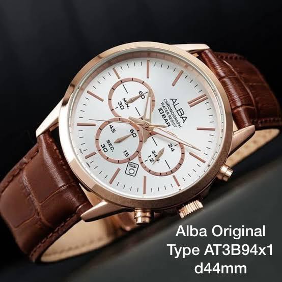 JAM TANGAN ALBA COWOK AT3B94x1 TALI KULIT ORIGINAL GARANSI RESMI 1 TAHUN