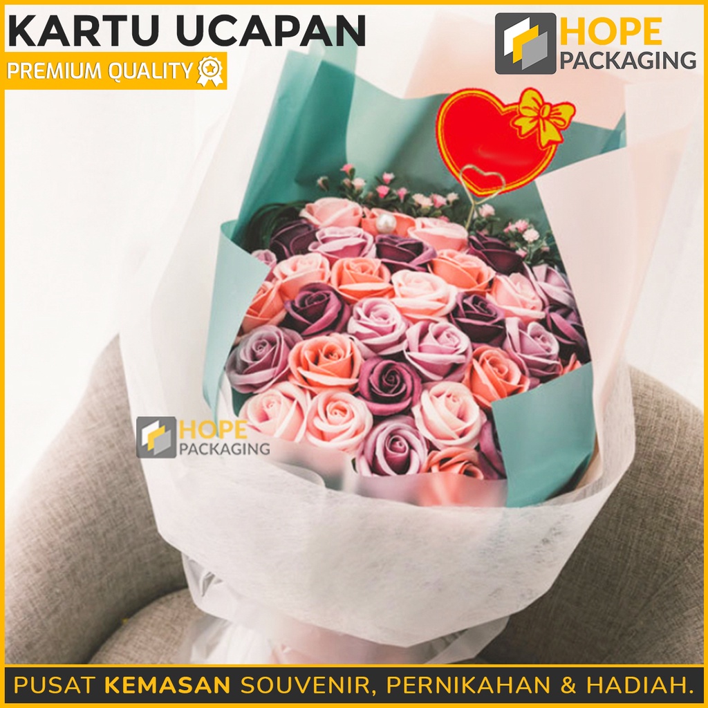 (5 pcs ) Kartu Ucapan Fansy Love Bunga Bentuk Kotak dan Love