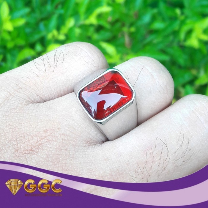 Cincin Batu Merah Siam Kristal l Original