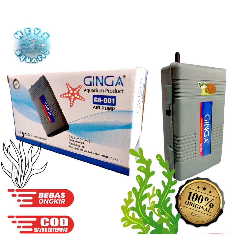 GINGA 001 Mesin Aerator Airpump Aquarium Baterai Batre BERKUALITAS