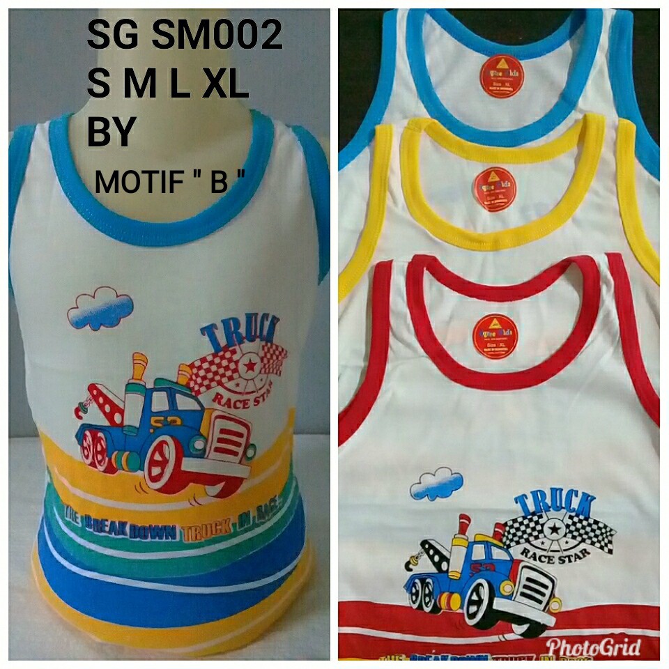 3pcs Agree Kids Singlet Anak Motif Size 0  - 2th Bahan Katun SNI