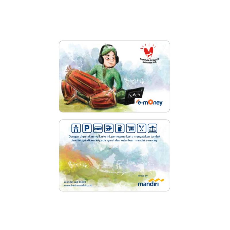 Mandiri eMoney Card Kesenian Tradisional Gendang ORI /Like eTOLL Tapcash Flazz or Brizzi