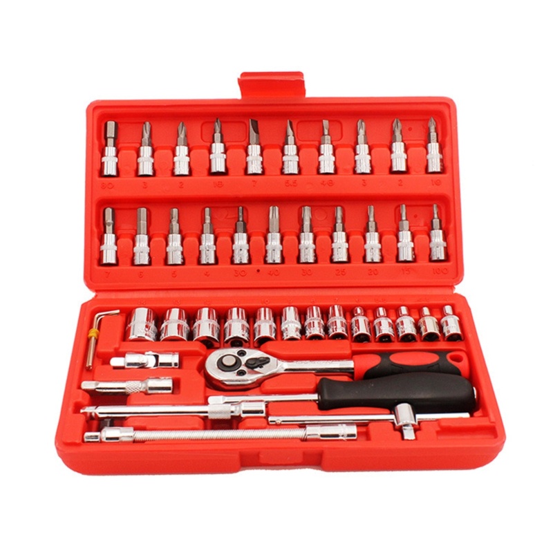 Zzz 46Pcs / Set Kunci Pas Ratchet 1 / 4 &quot;Quick Release