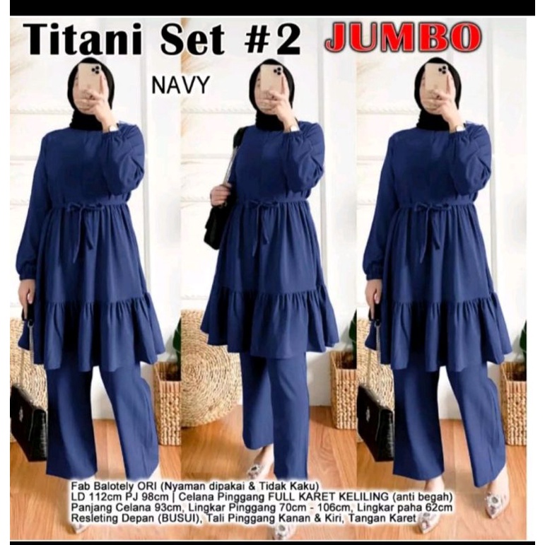 TITANI SET SETELAN BUSUI POLOS JUMBO DAN REMAJA LENGAN PANJANG HIJAB OOTD TERBARU ATASAN TUNIK CELANA PANJANG