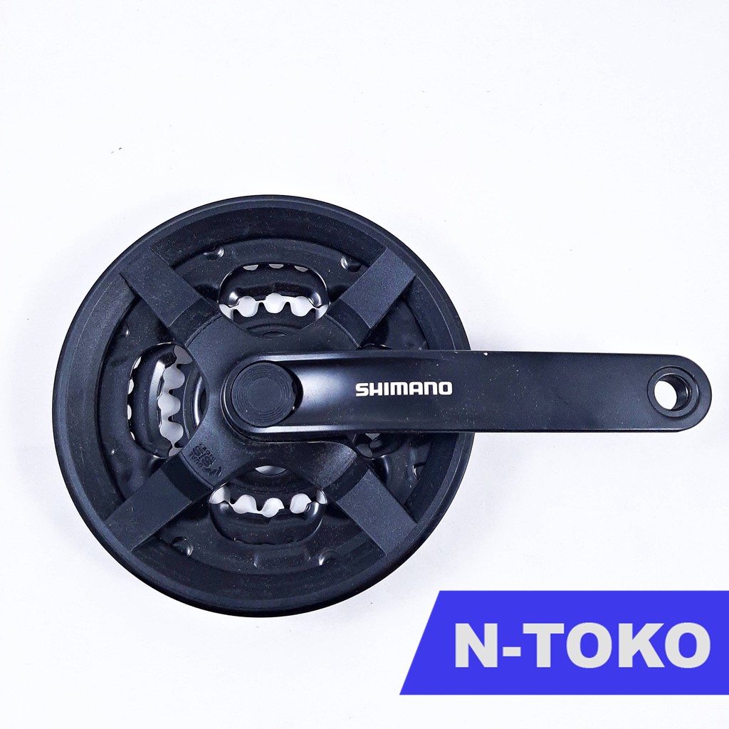 Crank Sepeda Hitam 3 X 8 Speed Shimano MTB Universal TY301 Alloy 42 34 24T