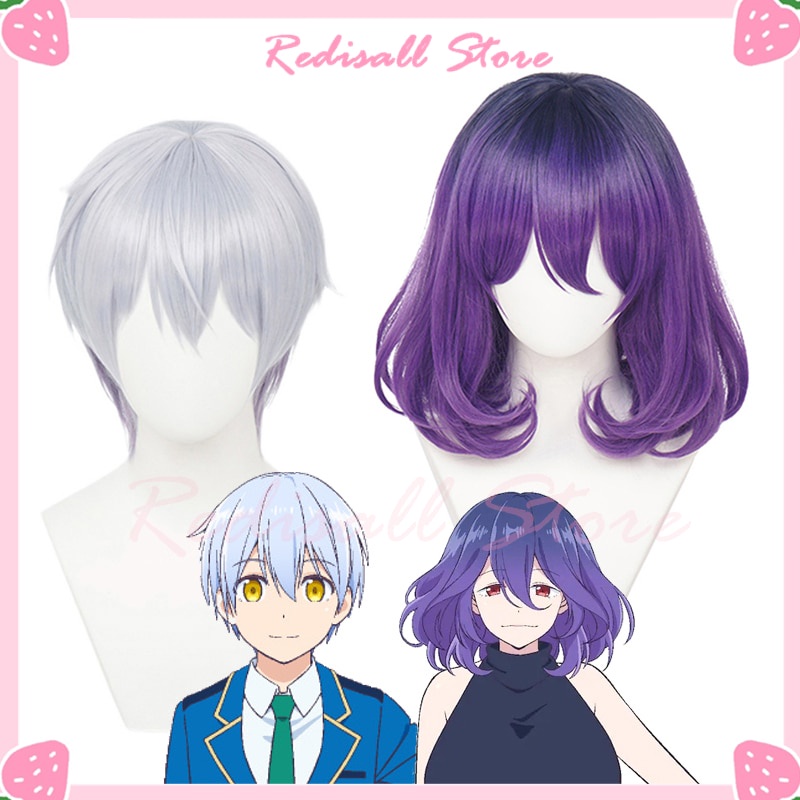 PREORDER Anime Kinsou no Vermeil Alto Goldfilled Cosplay Wig Light Blue Purple Short Hair Straight R