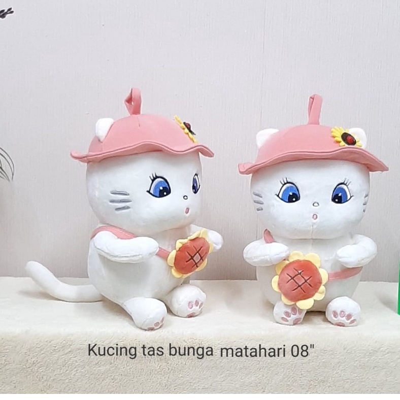 Boneka Kucing Tas Bunga Matahari Size 8&quot;/21cm/boneka cat/boneka animal/kado ultah/