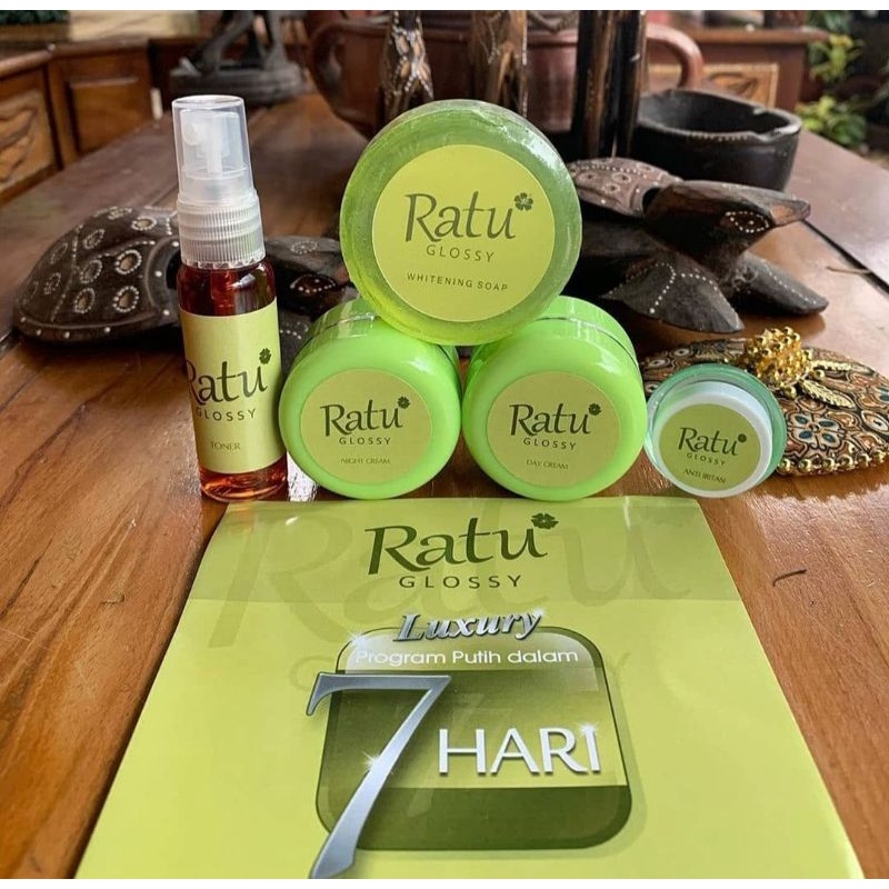 ratu glossy paket pengelupasan pemutih wajah glowing