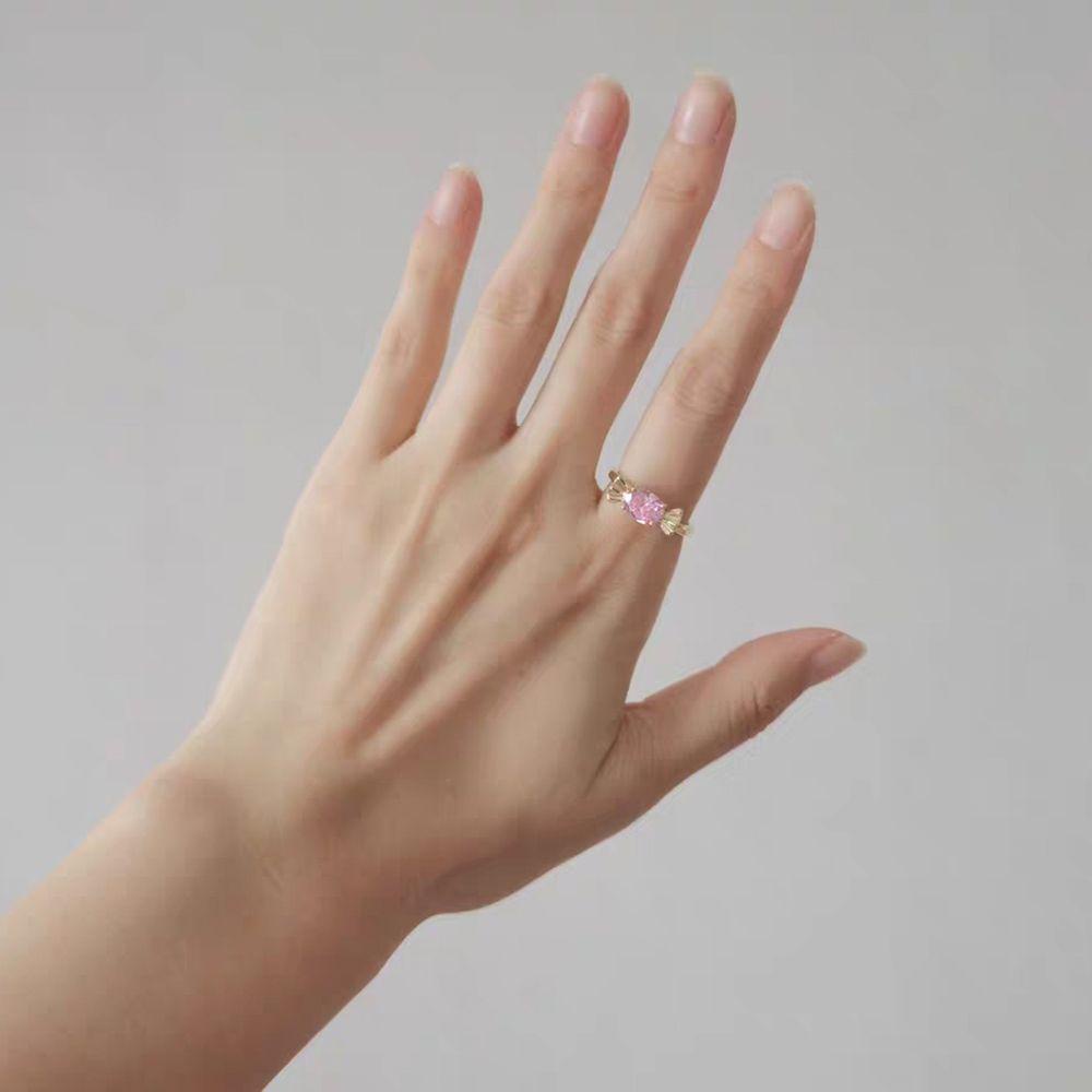 Mxbeauty Pink Candy Rings Kreatif Minoritas Gadis Hadiah Cincin Terbuka Manis Sederhana Y2K Logam Rings