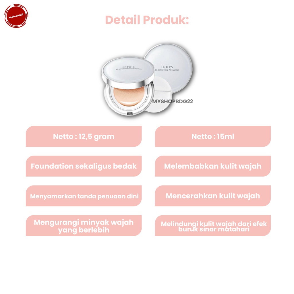 EE Whitening Cushion Alat Perlengkapan Make Up Wajah Pengganti Foundation &amp; Bedak 2in1 By Myshopbdg22