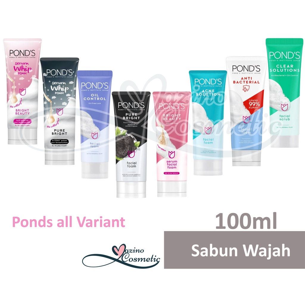 Ponds Sabun Cuci Muka Bright Beauty | Pure Bright | Whip | Acne Solution | Anti Bacterial | Oil Control | Anti Aging Age Miracle 100gr