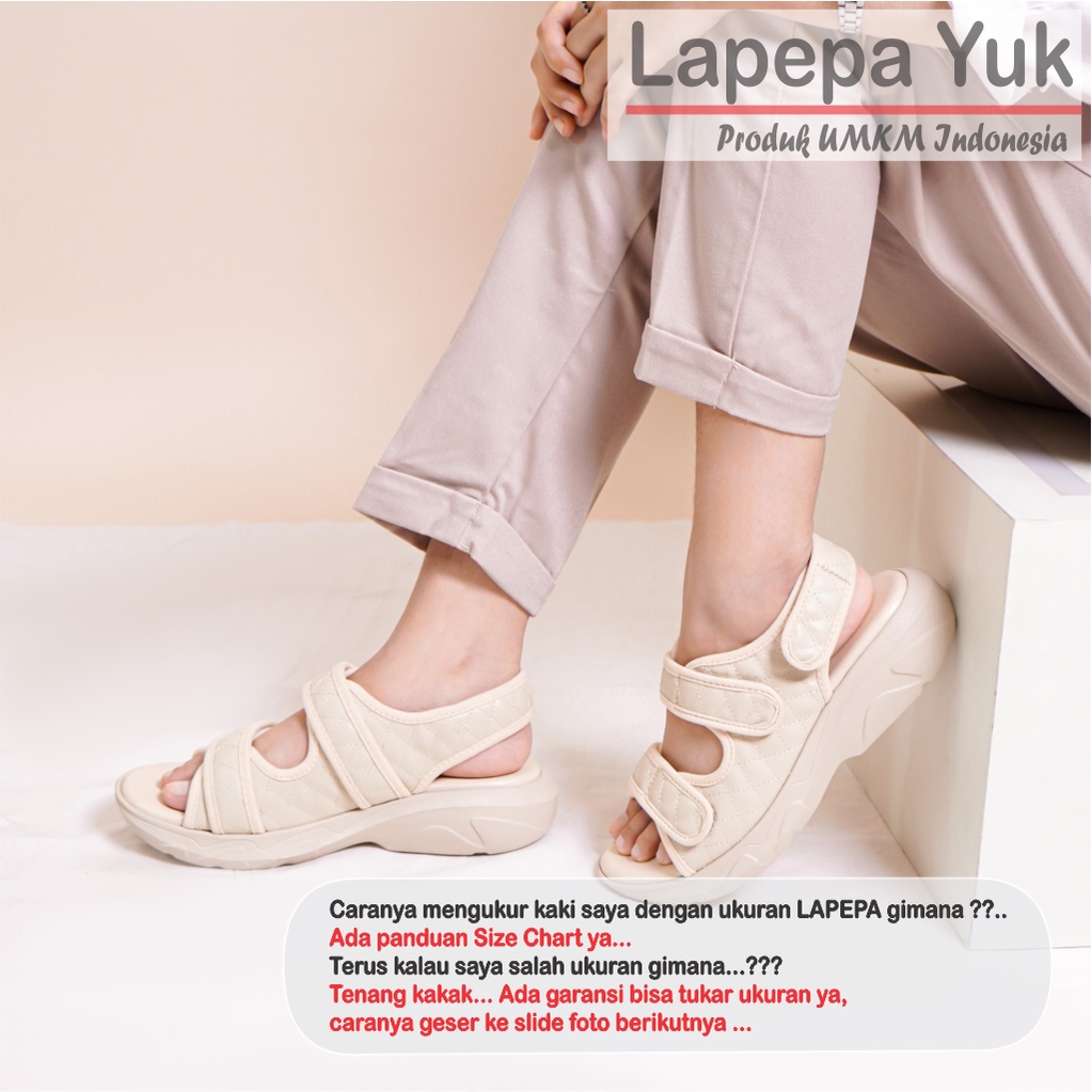 LAPEPA YUK -  Sepatu Sandal Wanita Casual Wedges ZAHRA ALL COLOR Model Ban dua Strap Tali belakang Hak Tinggi Sole 4 cm Sendal Gunung Gladiator Korean Style Kasual Size 36 37 38 39 40 Warna Hitam Black Mocca Terbaru Shoes Ori Original Mall Official Store