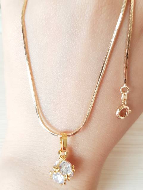 Kalung Fashion permata Balok Perhiasan xuping lapis  Emas 18K