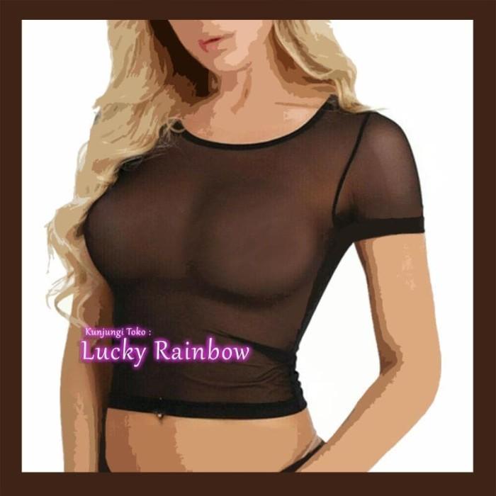 Crop Top Sexy Transparan Kaos Seksi Tee Shirt Hot Black 2486