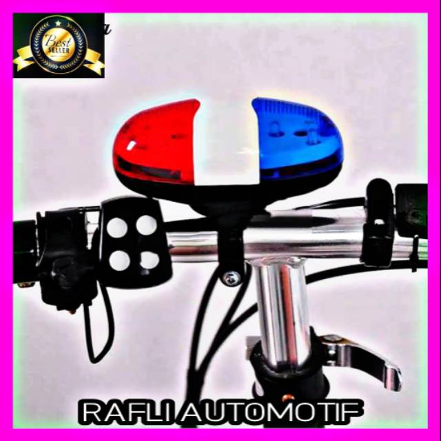 Bel Klakson Sepeda 6LED Sirine Polisi 4Suara  Sirine Mainan Sepeda Anak  Aksesoris Sepeda