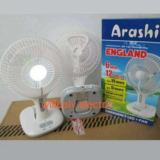 KIPAS ANGIN EMERGENCY ADA LAMPU LED ARASHI ENGLAND CAS