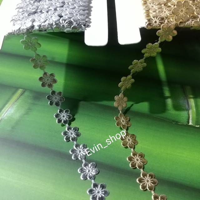 Renda Jasmine/ Melati  kecil / Besar /Mas/Perak/10 yard=9Meter