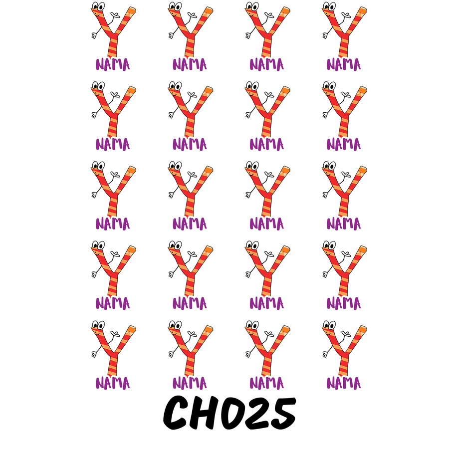 

Sticker Nama Cutting Label Waterproof Tahan Air Huruf 25 (CH025)