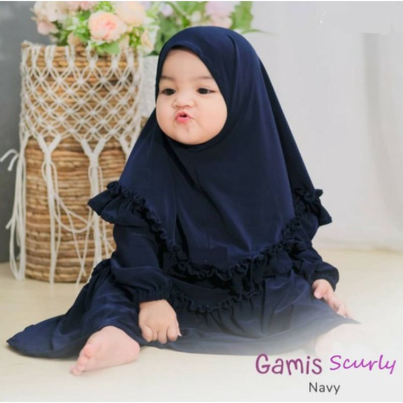 Baju Gamis Bayi Perempuan 0 1 2 3 4 5 6 7 8 9 10 11 12 Bulan 1 2 Tahun Set Hijab S Curly Pakaian Mus