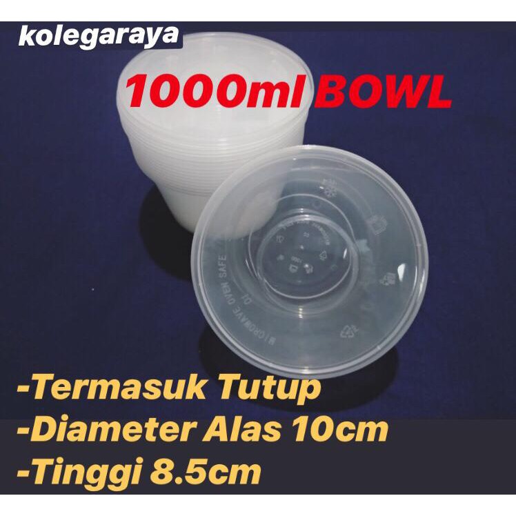 Kotak MakanThinwall Plastik Model Bowl Mangkuk  OTB 1000ML  ISI 25pcs