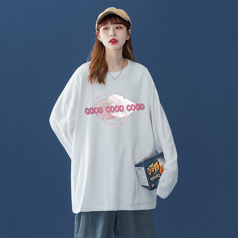 Korean Kaos oversize wanita lengan panjang kaos korea wanita