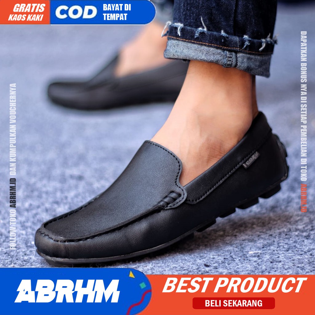 ABRHM x VENEZIA Sepatu Slip On Pria Sepatu Pria Casual Pria Kulit Pu Moccasin Sepatu Kerja Pantofel Semi Formal Sepatu Kasual Santai Gaya Keren Kekinian Murah Terlaris