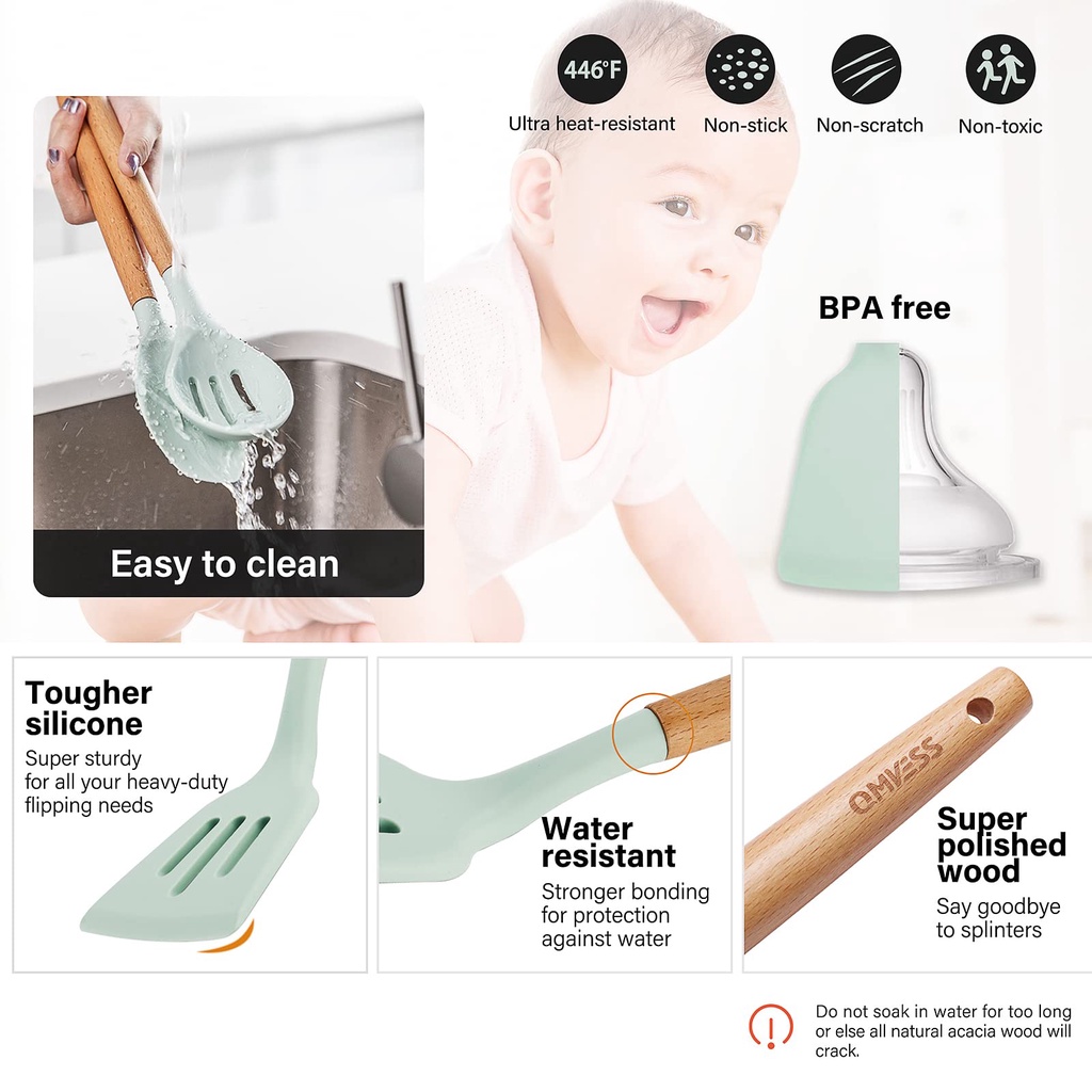 #Termurah!!! Peralatan Alat Masak Spatula Sutil Silikon Set 11 / Sillicone Utensil Kitchen Set/Spatula Peralatan Masak sutil pegangan kayu baking set