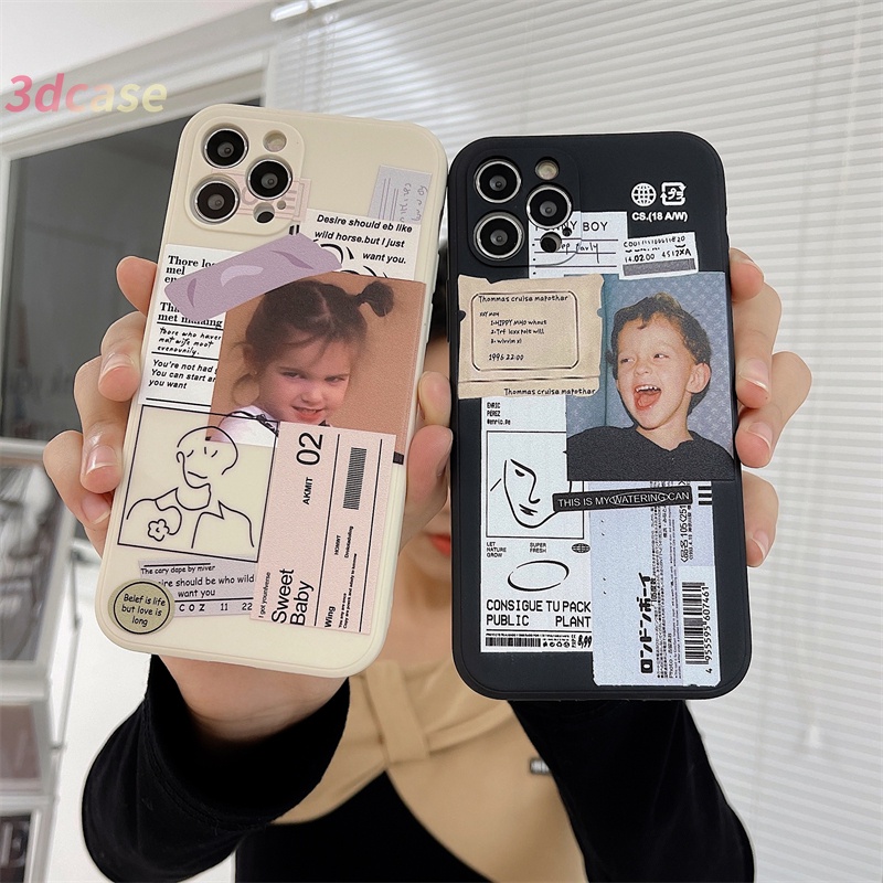 Advanced Lable Illustration Case OPPO A15 A54 A5S A3S A16 A95 A7 A5 A9 A31 A53 2020 A12 A1K A55 A36 A76 A96 Reno 5 4 5F 4F 6 7 A57 A74 A15S A52 A11K A92 A35 A11 A93 A32 A72 A94 A53S F17 PRO A16S A12S A12E A33 Y20 Fashion Couple Soft TPU Case Cover