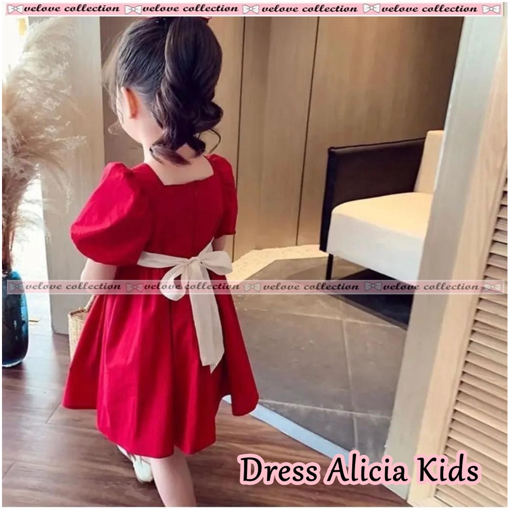 DRESS BIG RIBBON KID GAUN BABYDOLL ANAK Dress ALICIA Aline Kids Fashion Anak Perempuan Terbaru KOREAN STYLE