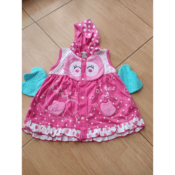 Dress Bayi  /anak Bertopi lucu  6 - 12 bulan