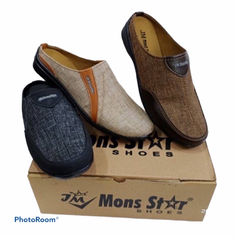 SEPATU SLOP CASUAL PRIA JM MONS STAR CAMEL (SIZE 39-43)