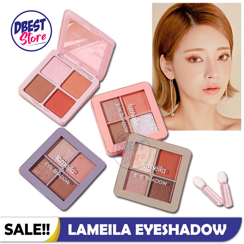 PROMO !! LAMEILA EYESHADOW 4 WARNA Kombinasi Glitter Anti Air dan Tahan Lama