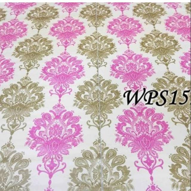 WALLPAPER STIKER DINDING CORAK BATIK PINK KREM