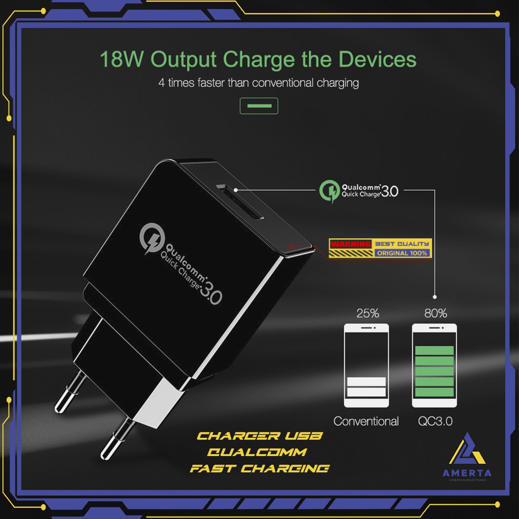 Taffware Charger USB Qualcomm Quick Charge 3.0 1 Port