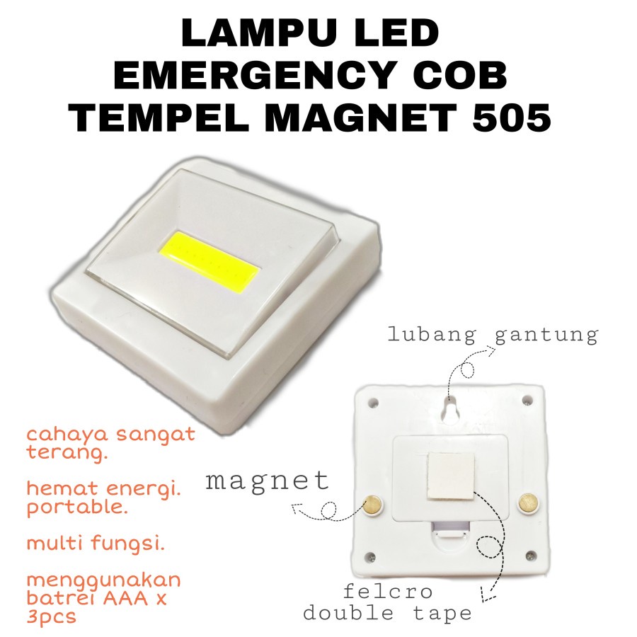 LAMPU EMERGENCY LED MODEL SAKLAR 505 MODEL TEMPEL PAKAI MAGNET