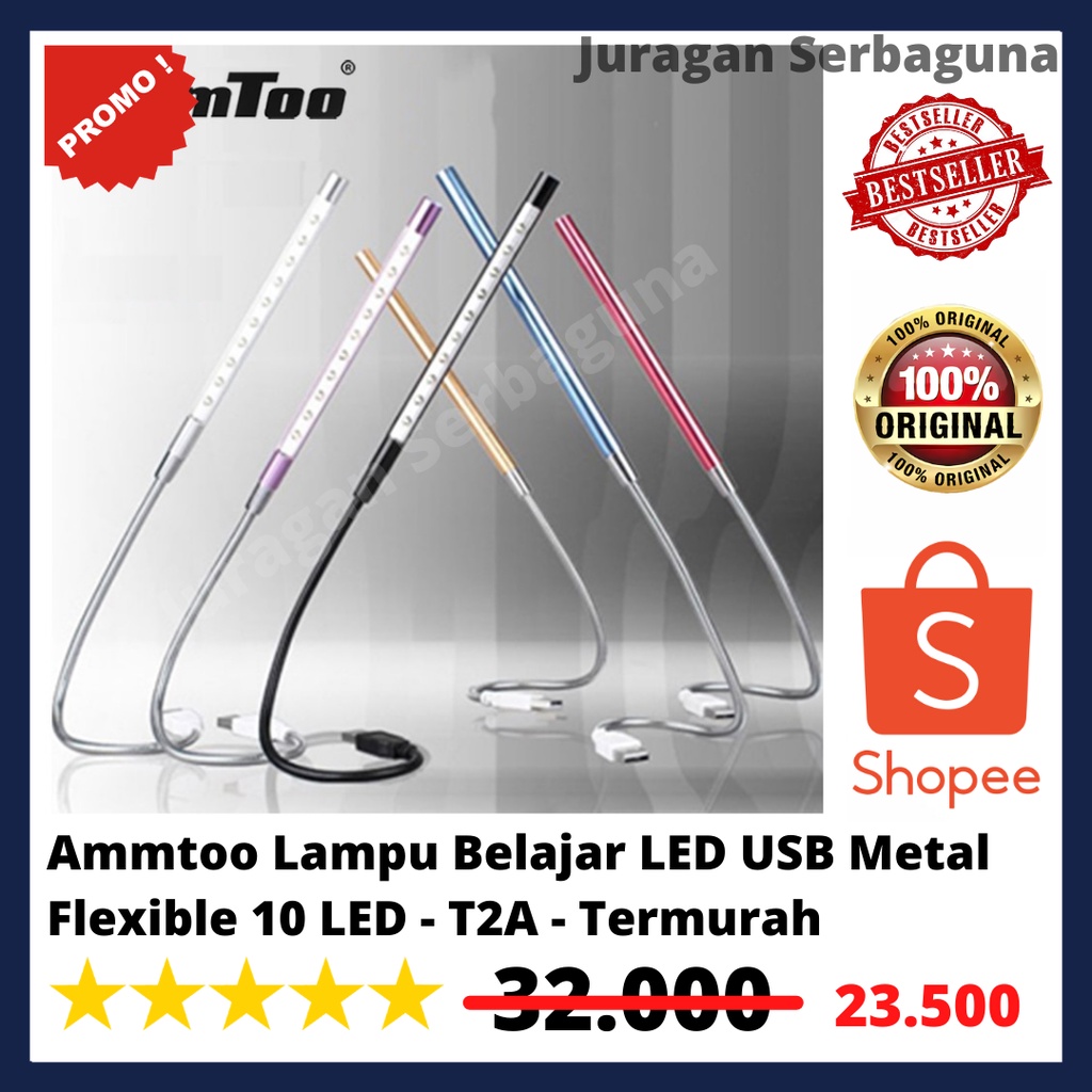 Ammtoo Lampu Belajar LED USB Metal Flexible 10 LED - T2A - Termurah