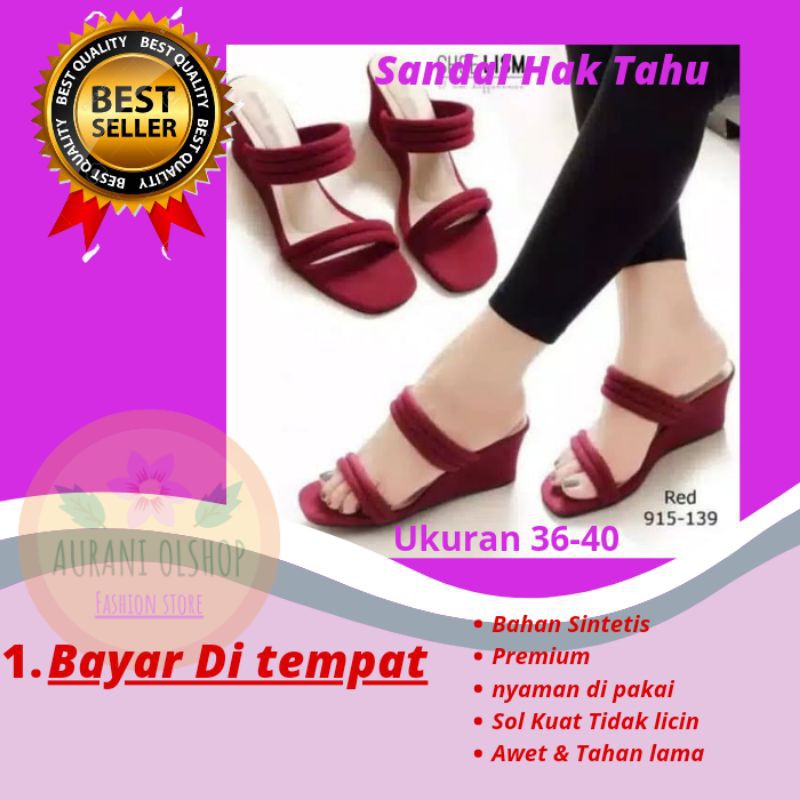 Sandal Sendal Tali Wanita Slip Sandal Slip On  SS43 hak tahu