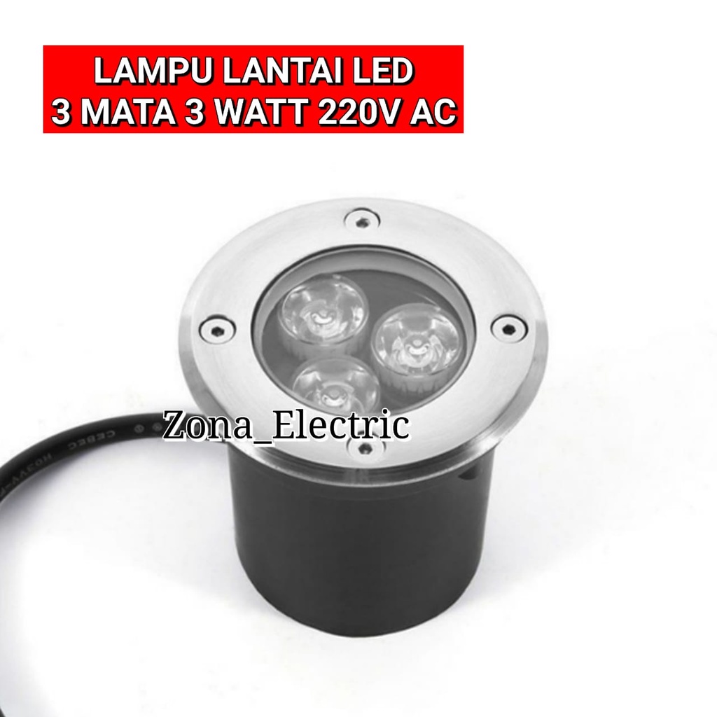LAMPU LANTAI LED 3 MATA 3 WATT 220V AC STEP LIGHT OUTDOOR UPLIGHT LED