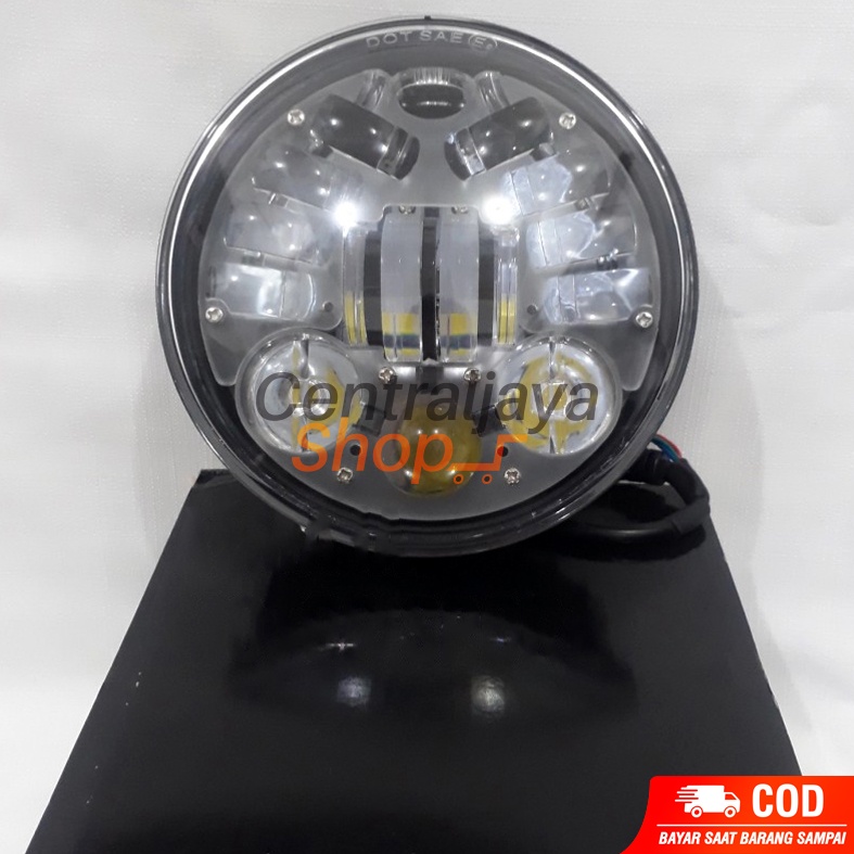 Lampu LED Daymaker Bulat 5.75 inch 16 Titik Universal Motor dan Mobil