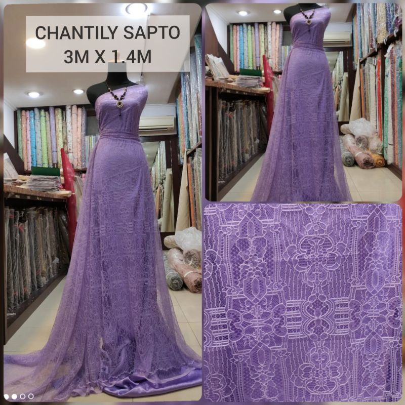 Kain Chantily Kebaya Panel Sapto Dress Promo (3m x 1.40) Lilac