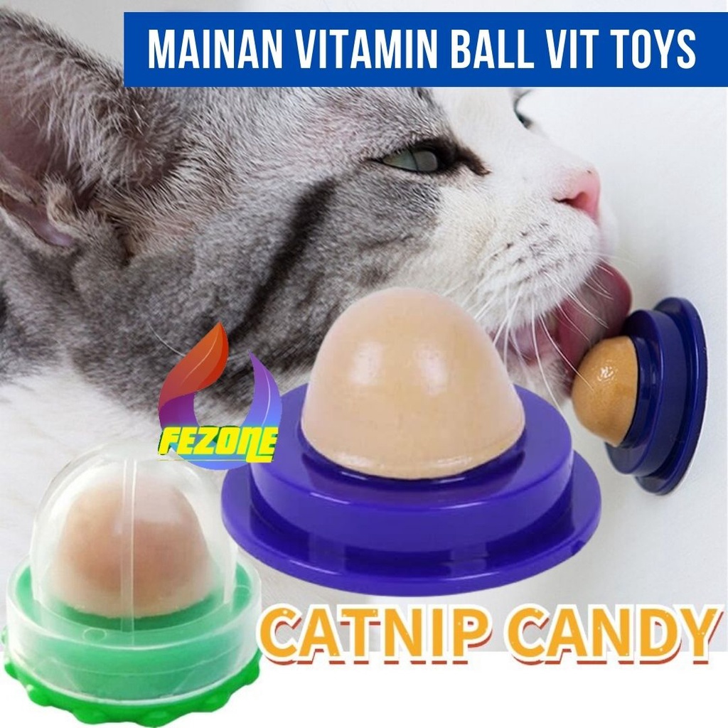 Permen Energi Jilat Bentuk Bola Bahan Catnip Untuk Kesehatan Kucing FEZONE