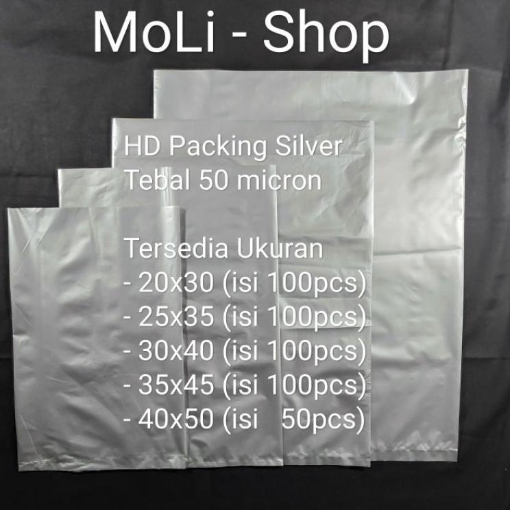 

6nuq Plastik Packing Silver uk 25x35, HD packing, Kantong bungkus Paket QM77 77