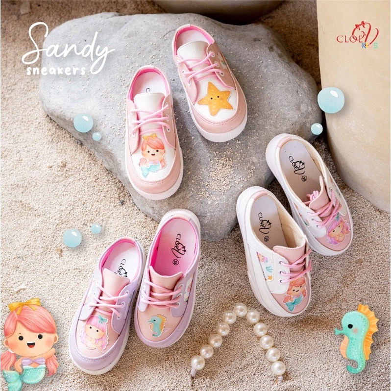 CLOEVKIDS - Sandy Size 22-35 Sepatu Sandal Loafers Anak Perempuan Slip On Tali Lucu Pastel - Mermaid Series