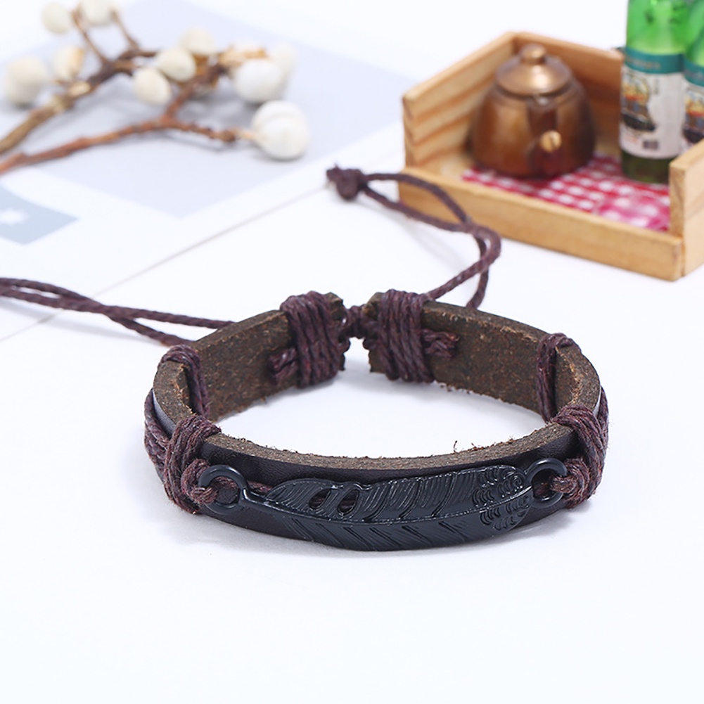 Hu Hu Hu Hu Hu Alat Bantu Pasang Kacamata♡ Gelang Tali Kulit Imitasi Adjustable Untuk Pria