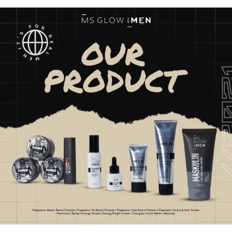 Ms Glow For Men Skincare Pria Paket Perawatan Wajah Complete Basic Ecer