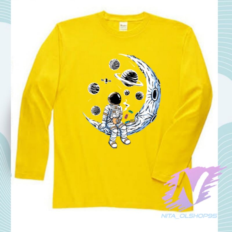 kaos kartun astronot di bulan kaos anak lengan panjang animasi kartun anak