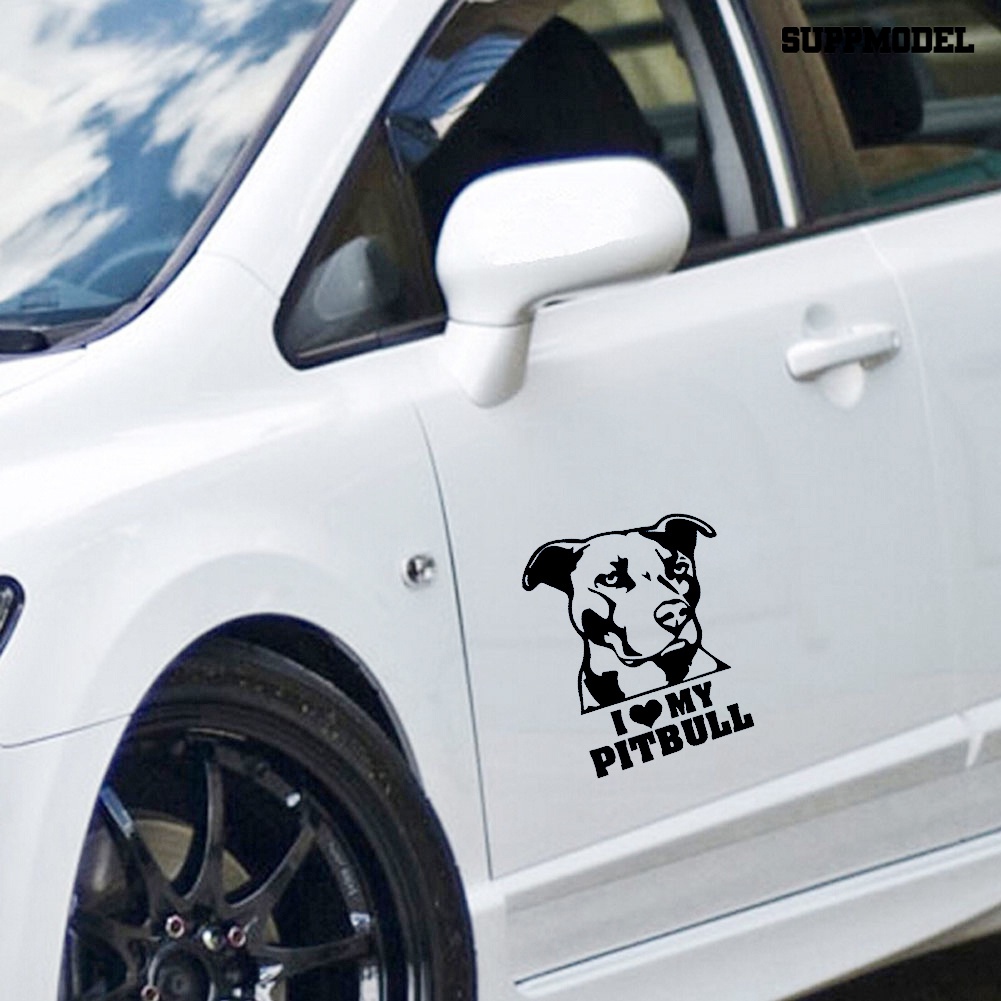 Car - 5Pcs Stiker I Love My Pitbull Untuk Bumper / Jendela Mobil