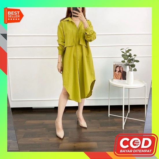 Baju Atasan Nikita Tunik Bahan Katun Rayon Midi Dress Dres Midi Wanita Gamis Syari One Set Fashion M